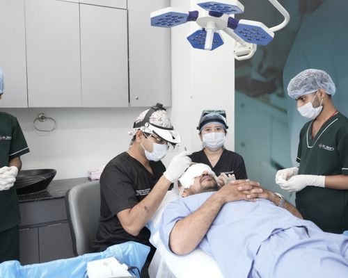 CFH surgical team performing a hair transplant procedure